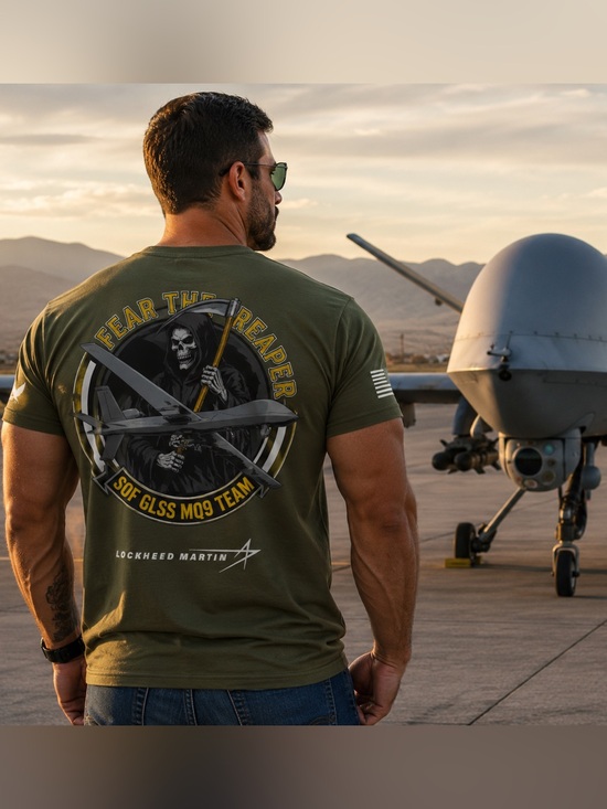Lockheed Martin SOF GLSS MQ-9 Reaper Team Ultra Cotton T-Shirt 2XL NWOT